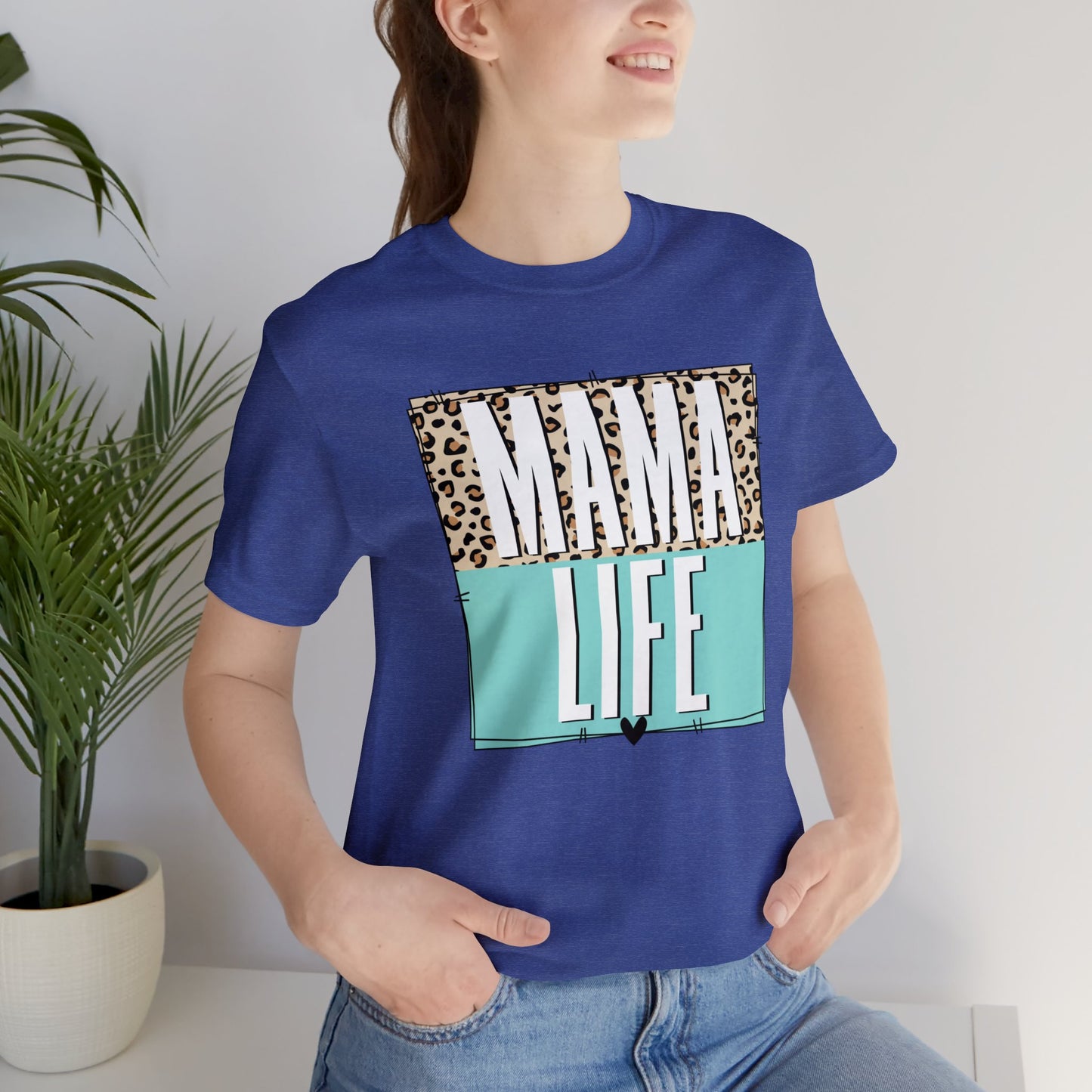 Mama life Leopard print short sleeve tshirt