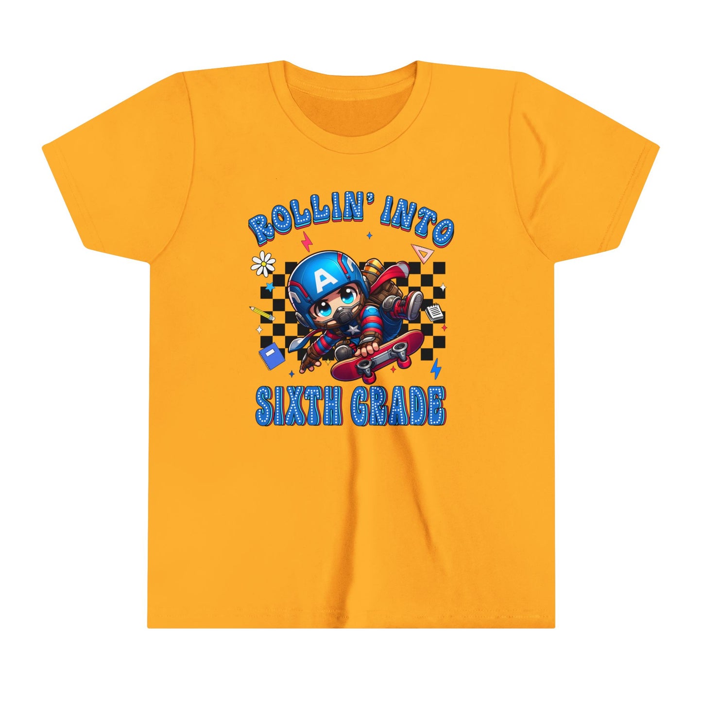 CAPTAIN AMERICA - Rollin' Into 6th Grade Youth Short Sleeve Tee
