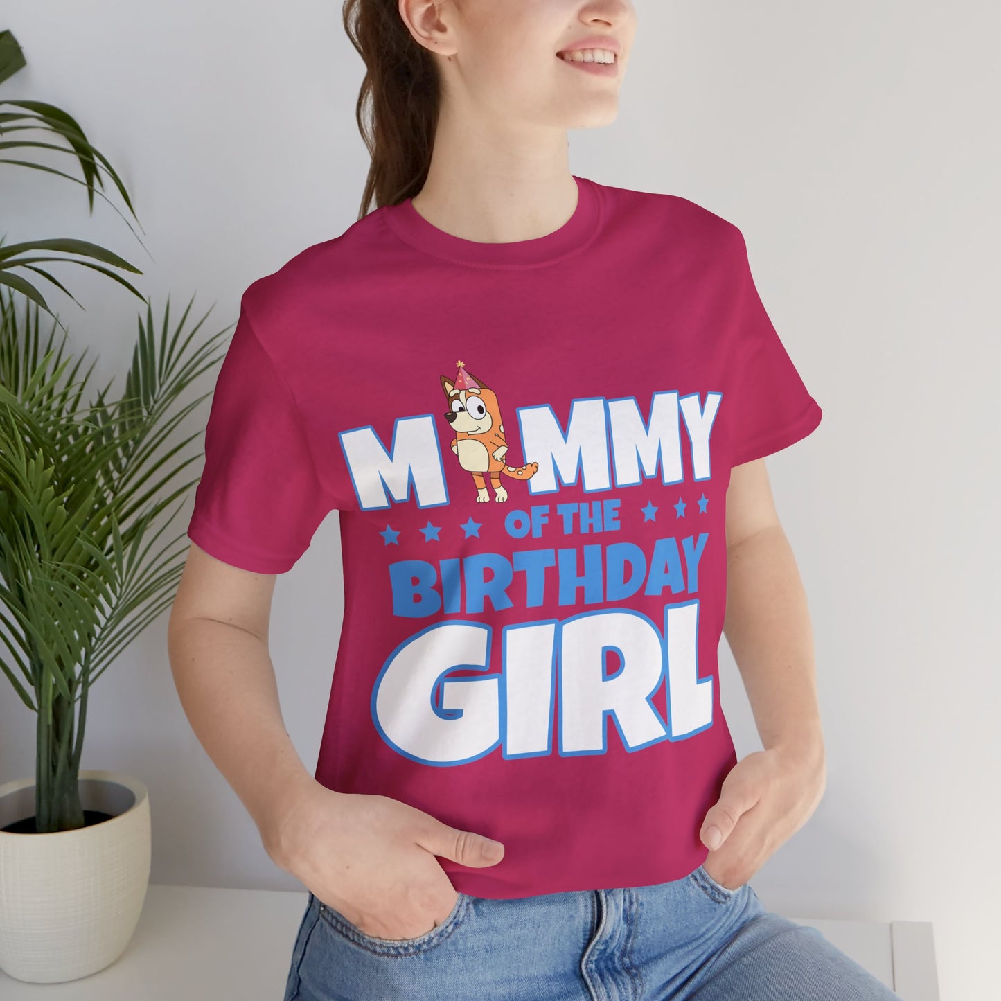 Mommy of the Birthday Girl Chilli Heeler short sleeve T-shirt