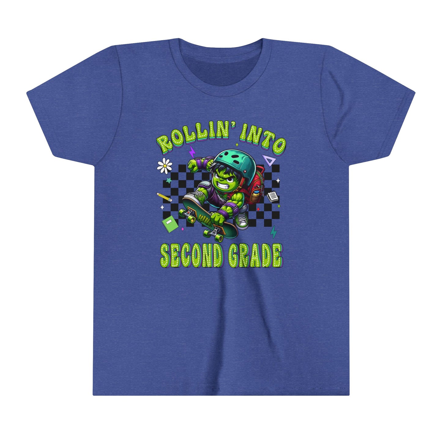 HULK - Rollin' Into 2nd Grade Youth Short Sleeve Tee