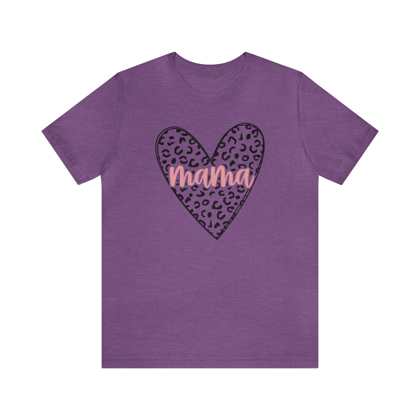 Mama Leopard print heart short sleeve tshirt