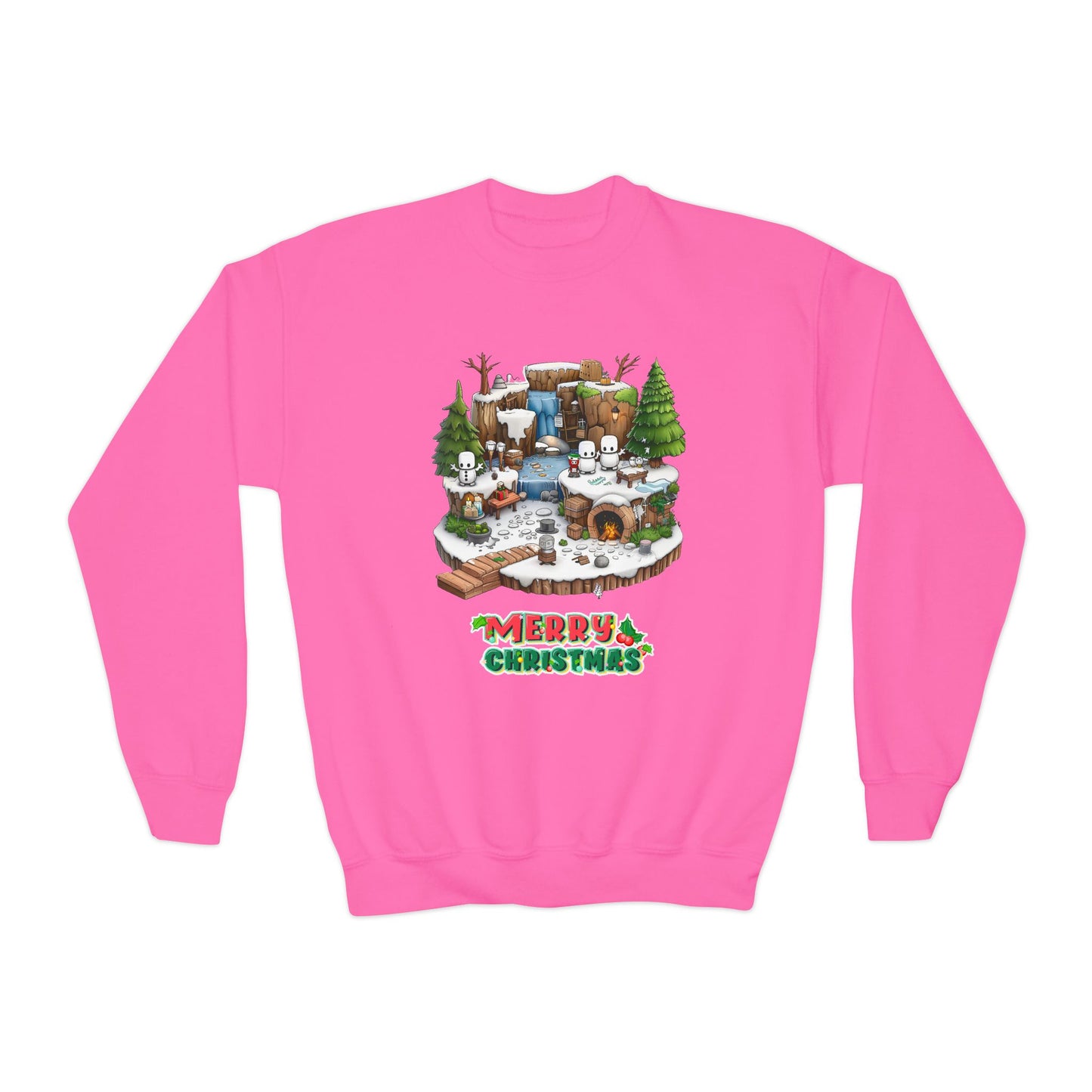 Merry Christmas Mine-craft Youth Crewneck Sweatshirt