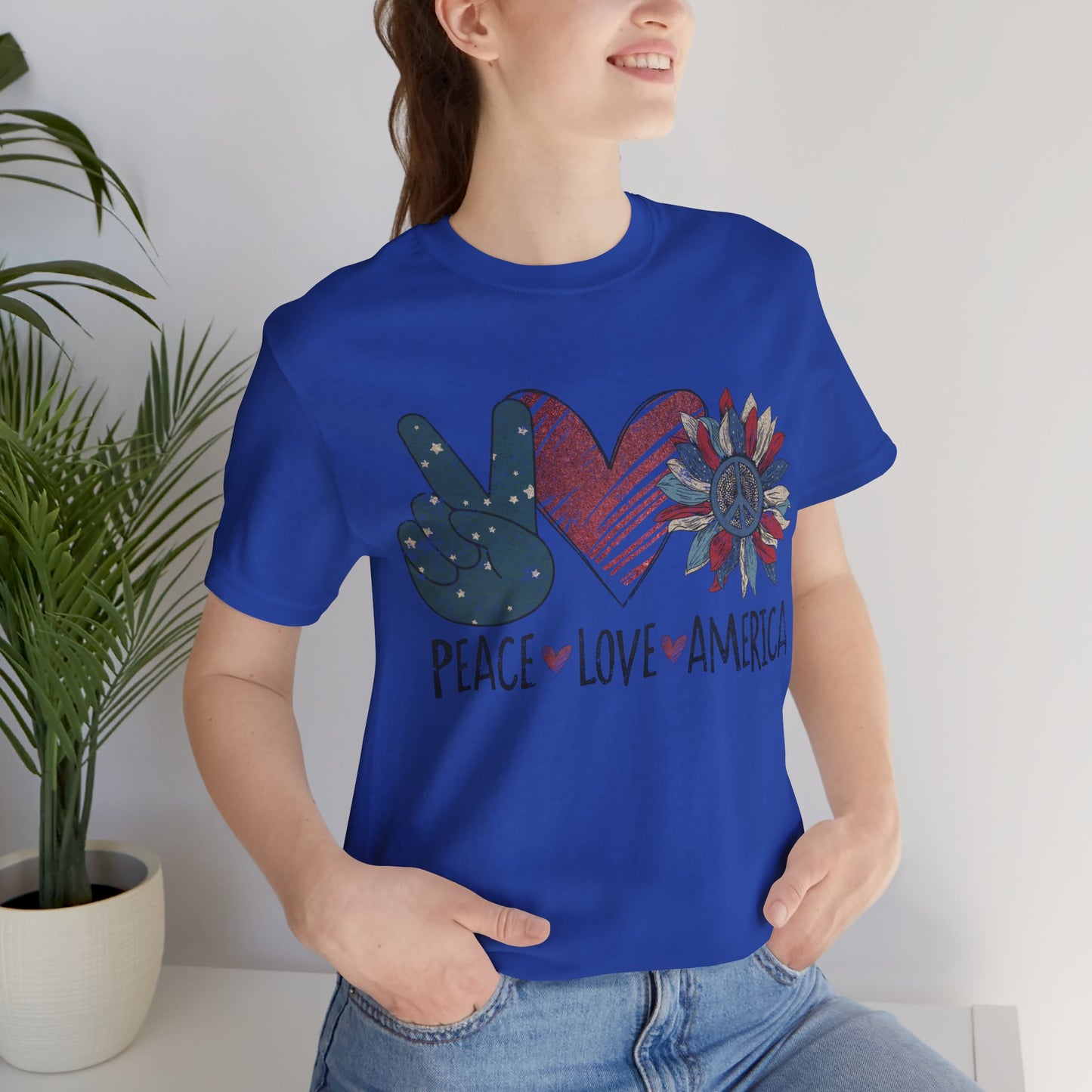 Peace Love America Jersey Short Sleeve Tee