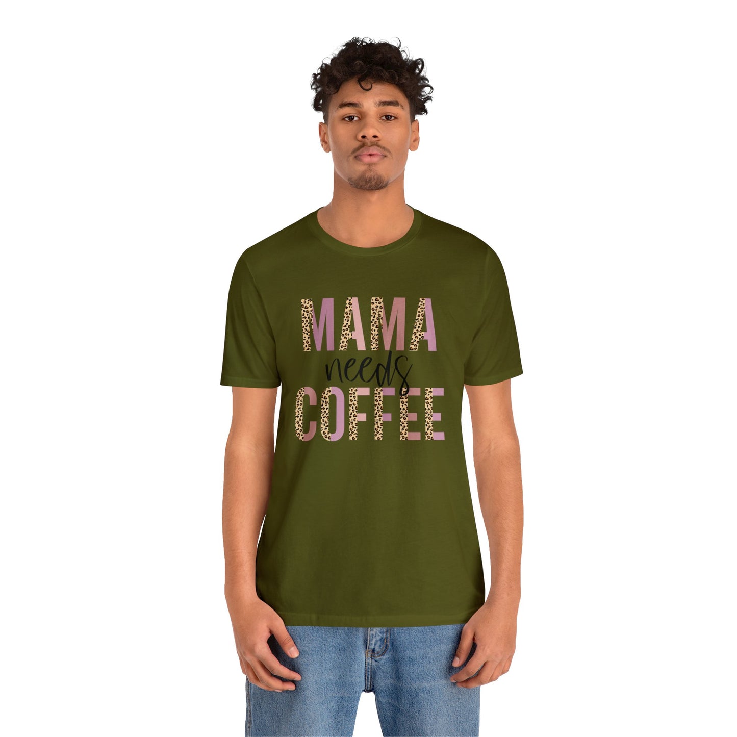 Mama Needs Coffee Leopard print short sleeve tshirt