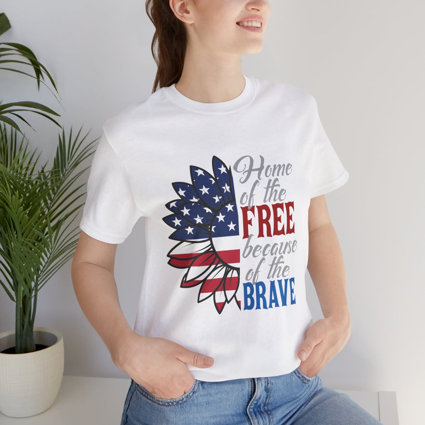 Home of the Free Because of the Brave Jersey Short Sleeve Tee