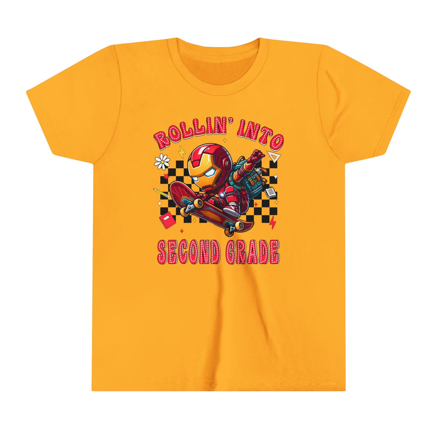 IRON MAN - Rollin' Into 2nd Grade Youth Short Sleeve Tee