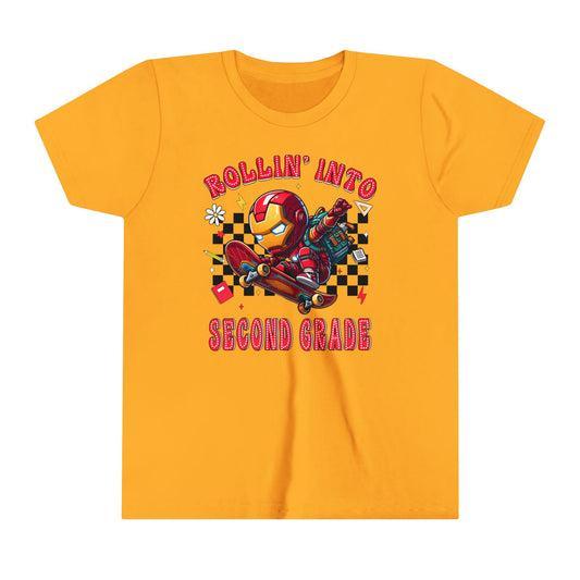 IRON MAN - Rollin' Into 2nd Grade Youth Short Sleeve Tee