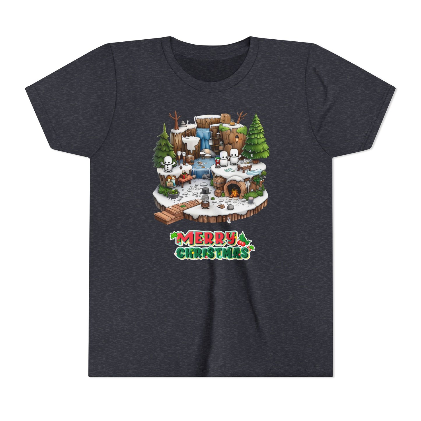 Merry Christmas Mine-craft Youth Short Sleeve Tee