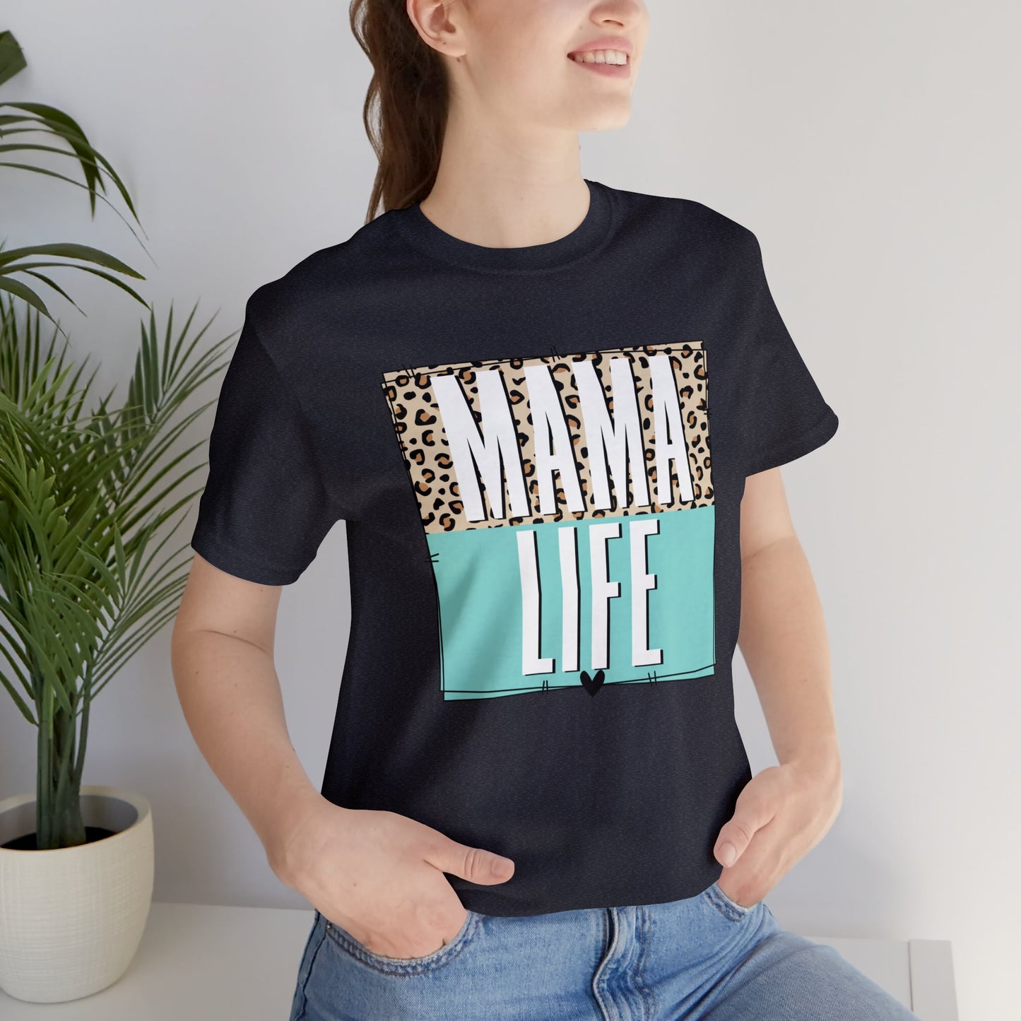 Mama life Leopard print short sleeve tshirt