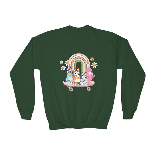 Friends on skateboard Youth Crewneck Sweatshirt