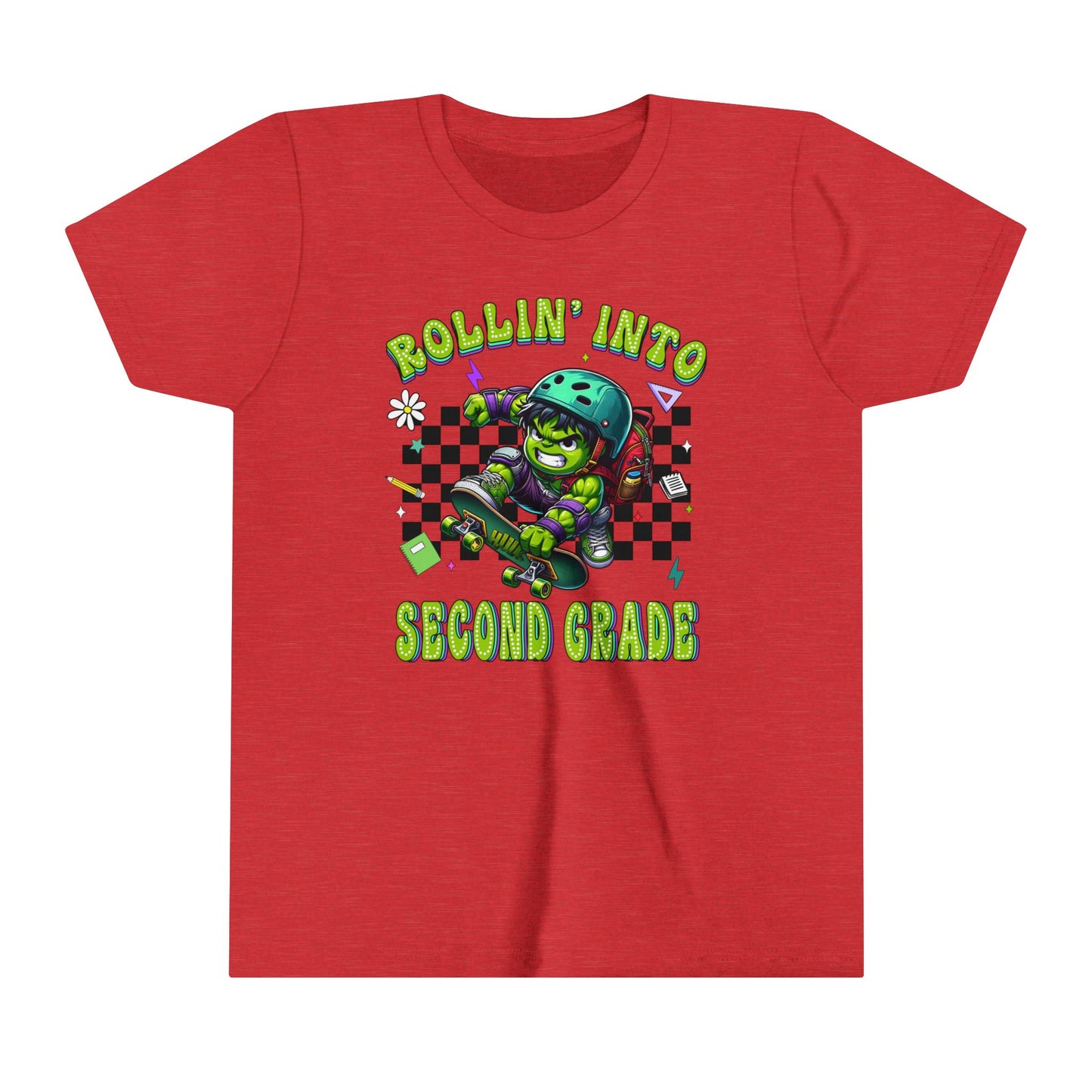 HULK - Rollin' Into 2nd Grade Youth Short Sleeve Tee