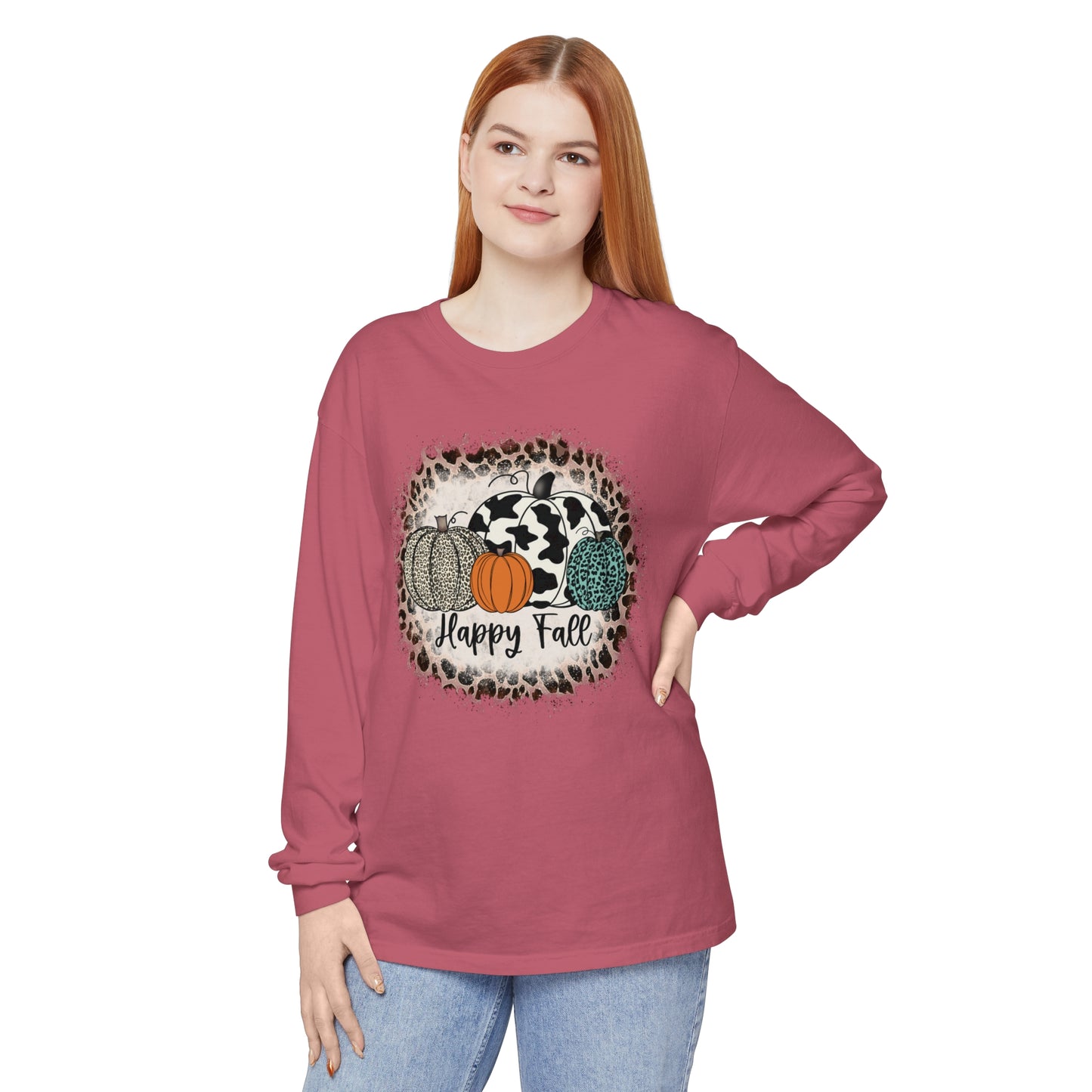 Happy Fall Garment-dyed Long Sleeve T-Shirt