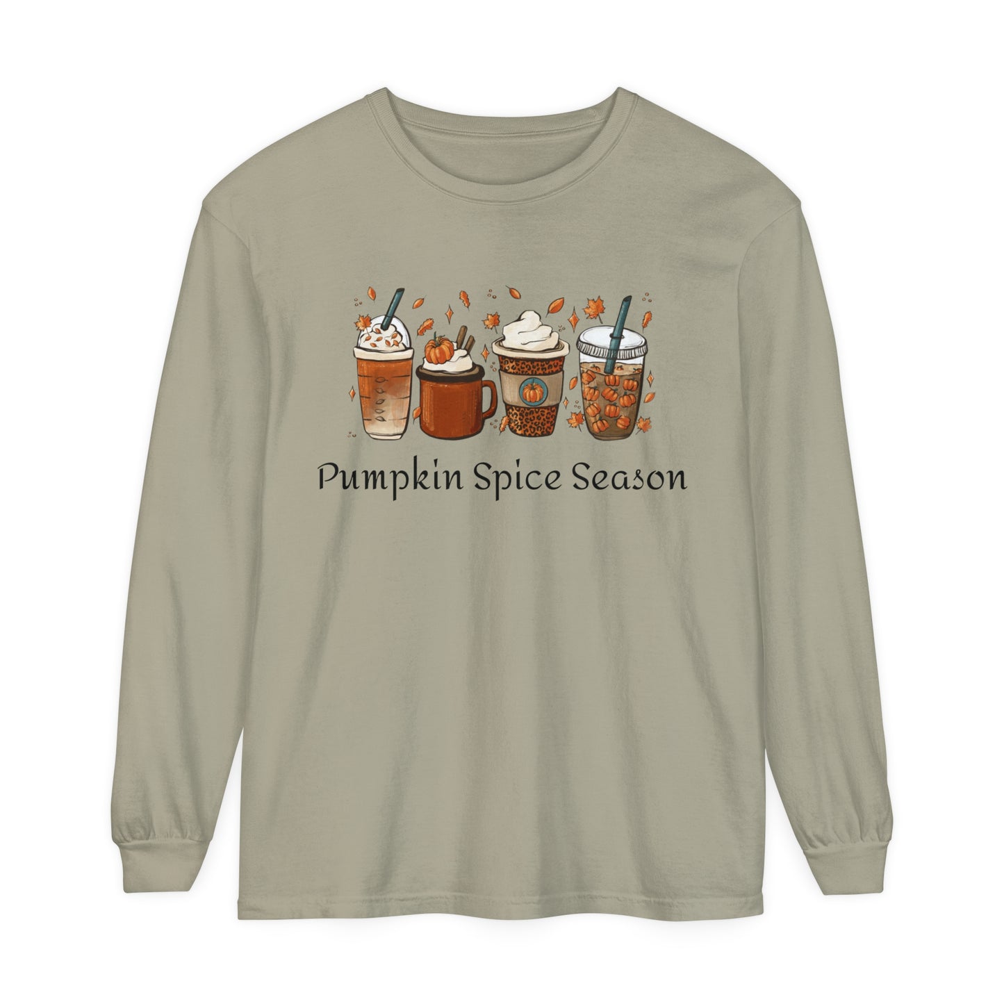 Pumpkin Spice Season Garment-dyed Long Sleeve T-Shirt