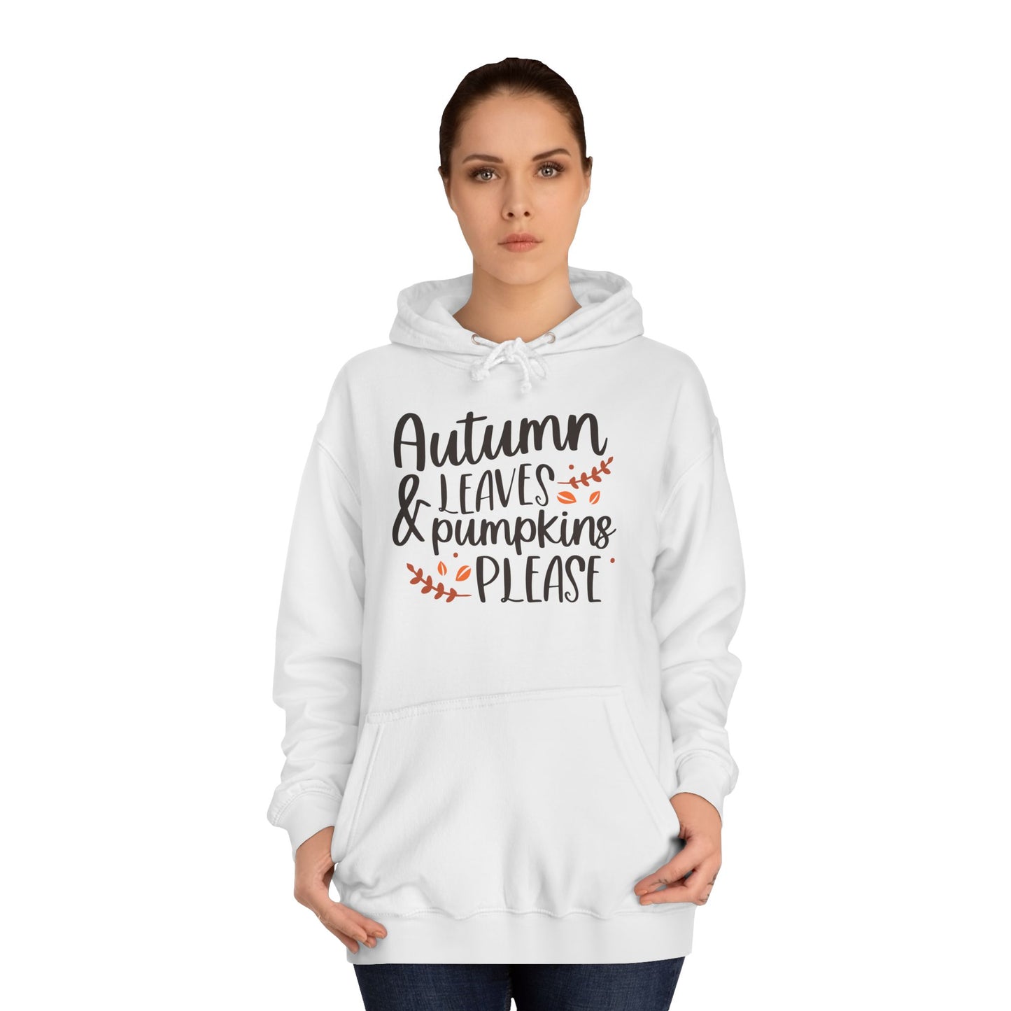 Autumn Leaves & Pumpkins Please Unisex College Hoodie