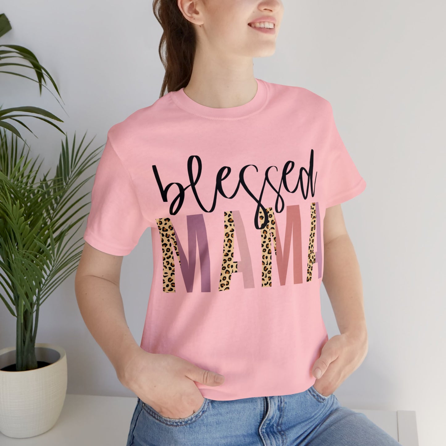 Blessed Mama Leopard print short sleeve tshirt