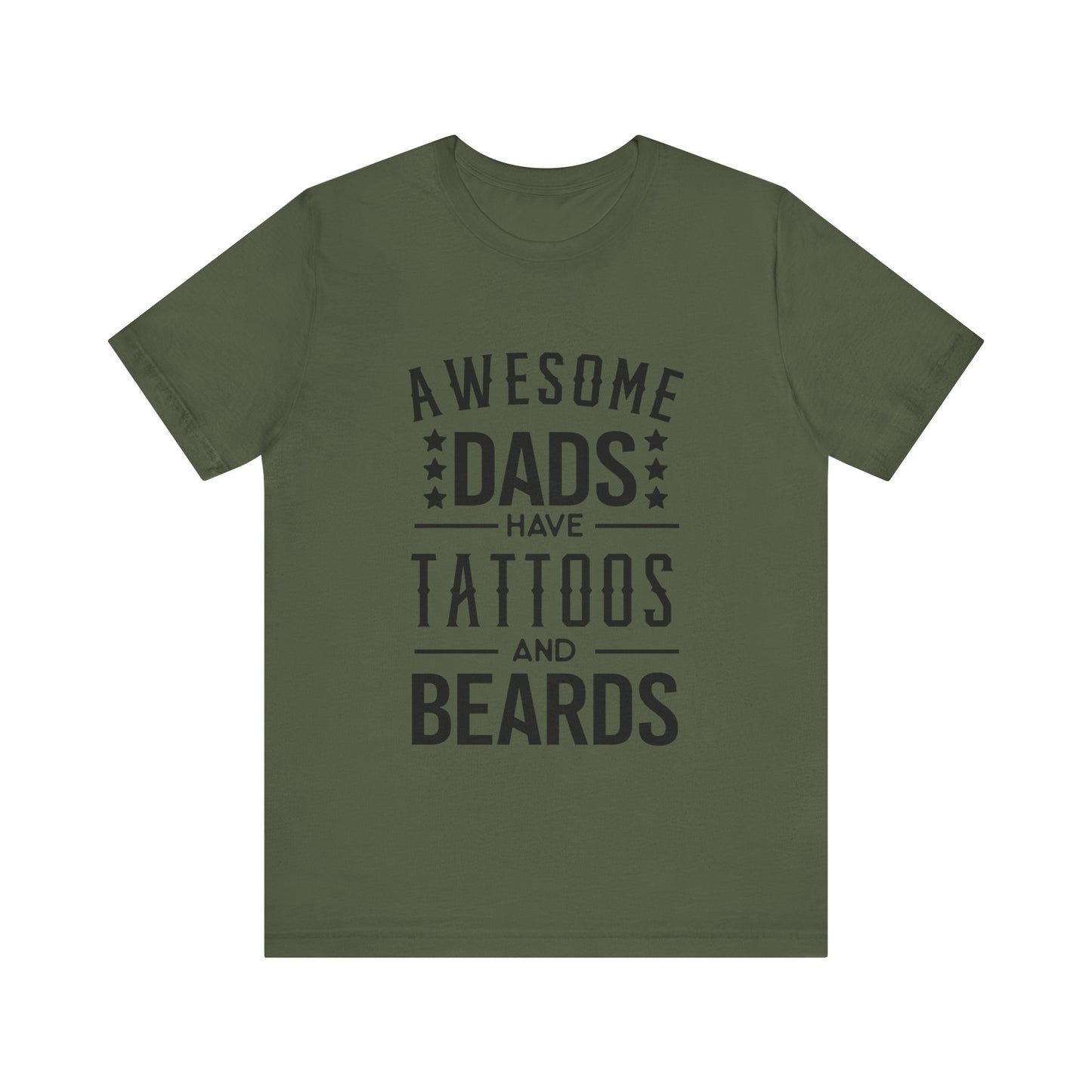 Awesome Dads Have Tattoos and Beards Jersey Short Sleeve Tee