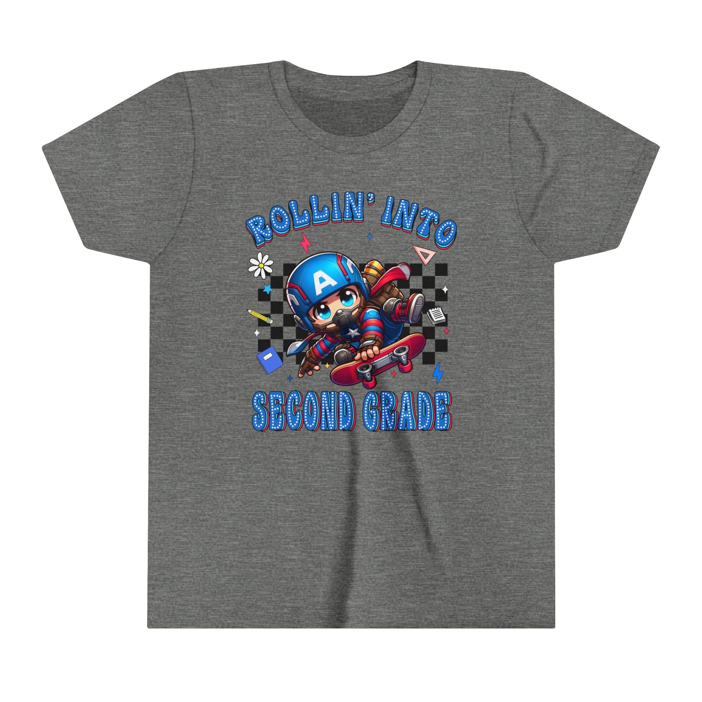 CAPTAIN AMERICA - Rollin' Into 2nd Grade Youth Short Sleeve Tee