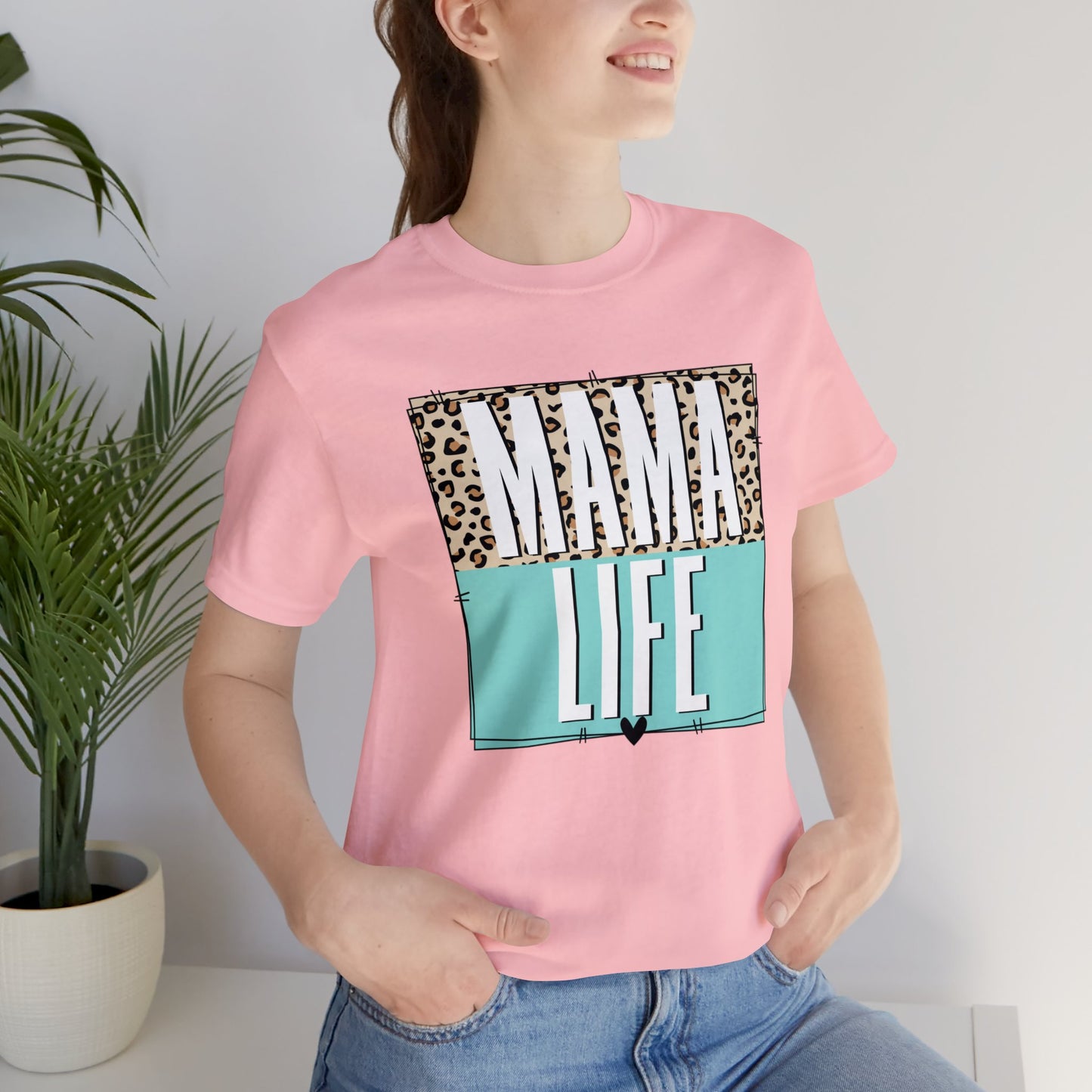 Mama life Leopard print short sleeve tshirt