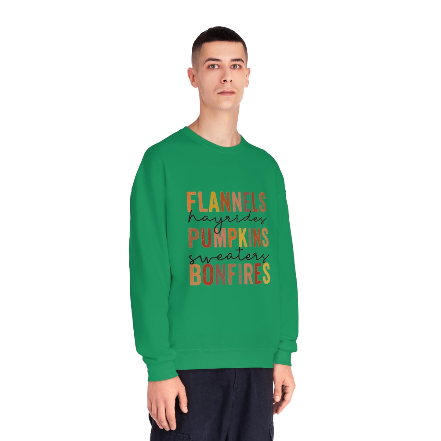 Flannels, Hayrides, Pumpkins, Sweaters, Bonfires Crewneck Sweatshirt