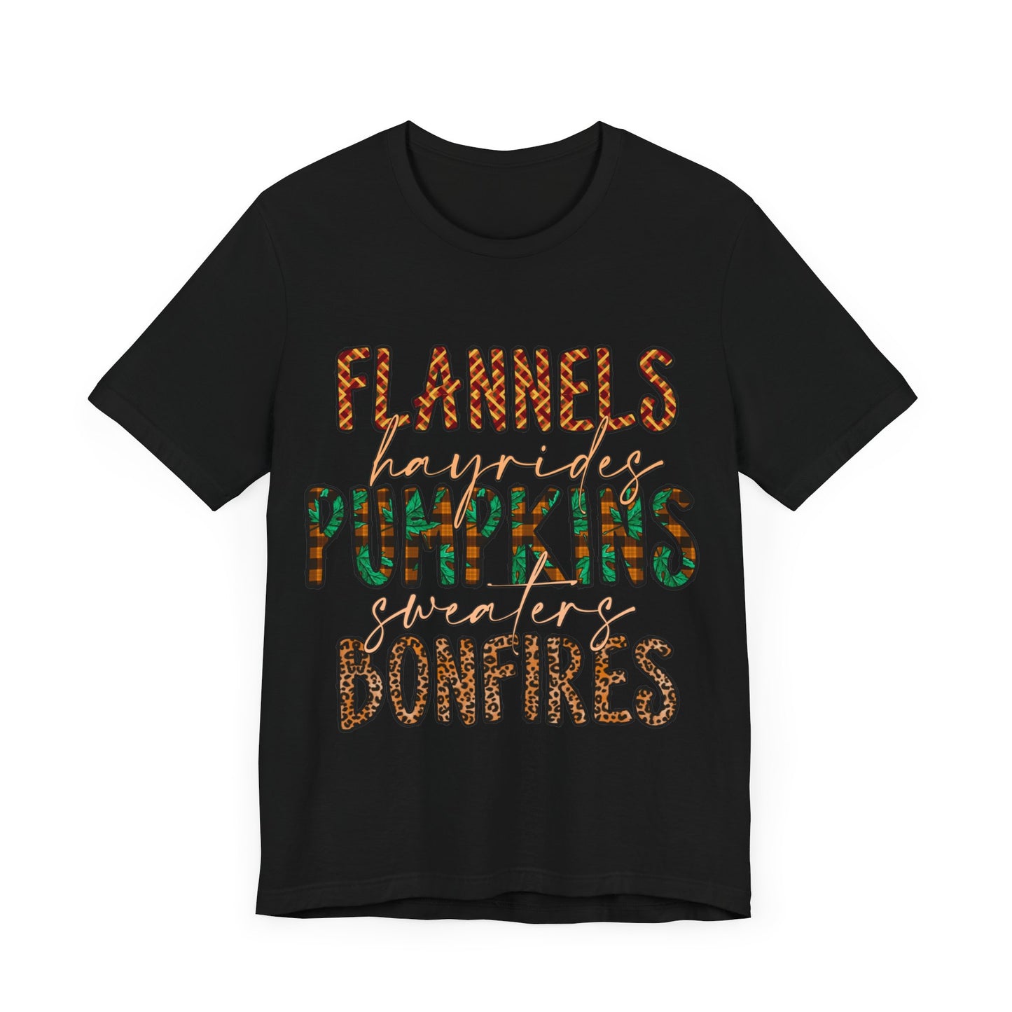 Flannels, Hayrides, Pumpkins, Sweaters, Bonfires Jersey Short Sleeve Tee