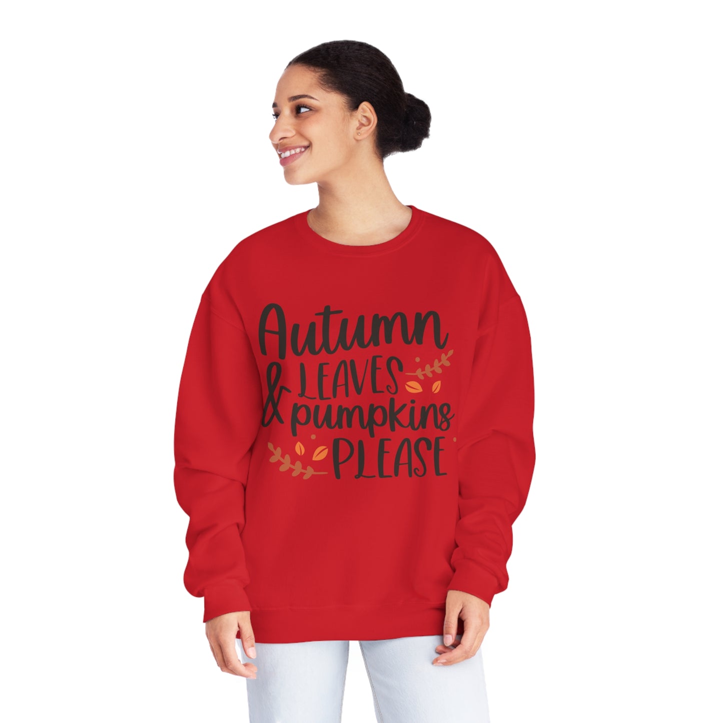 Autumn Leaves & Pumpkins Please Crewneck Sweatshirt