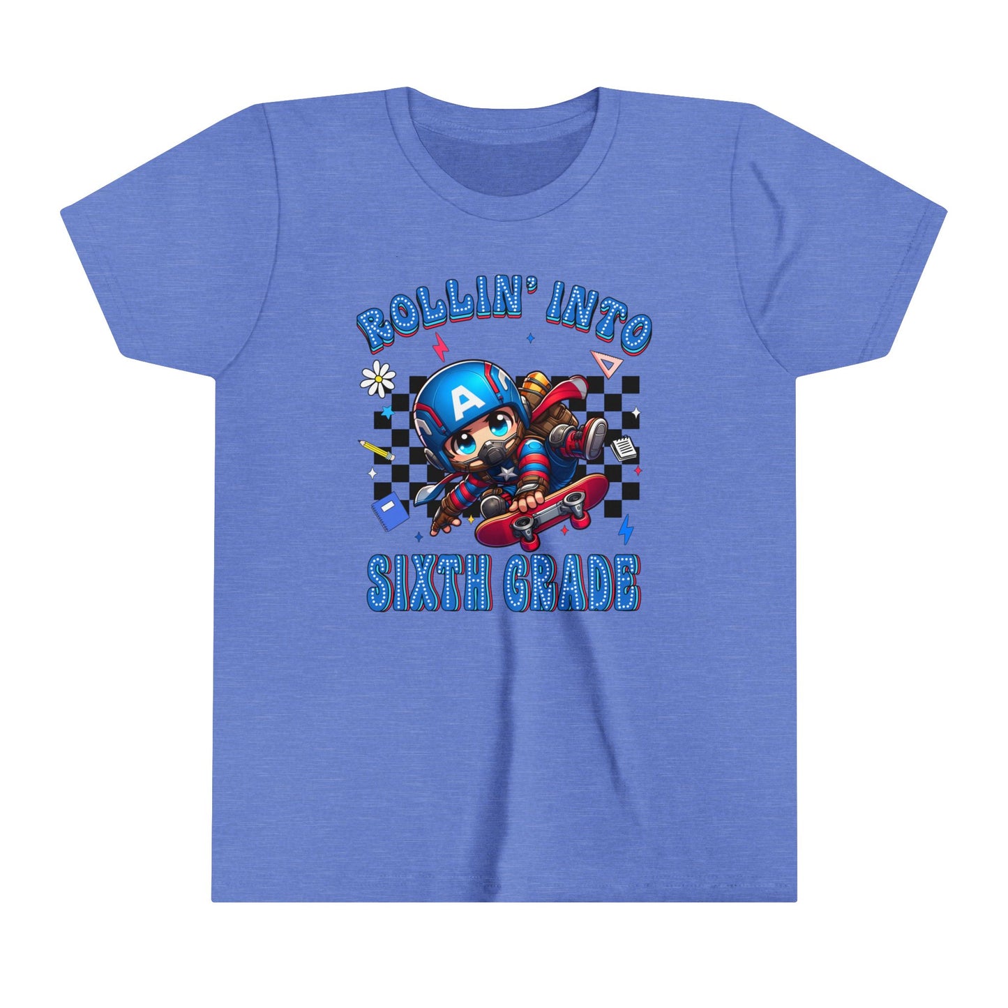 CAPTAIN AMERICA - Rollin' Into 6th Grade Youth Short Sleeve Tee