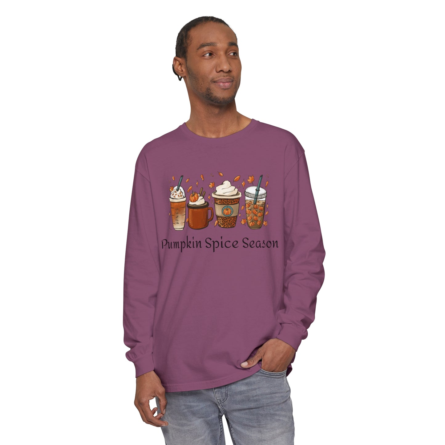 Pumpkin Spice Season Garment-dyed Long Sleeve T-Shirt