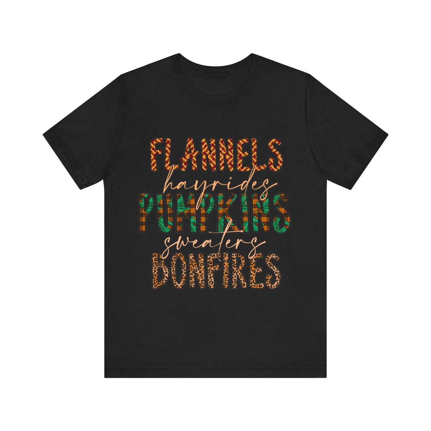 Flannels, Hayrides, Pumpkins, Sweaters, Bonfires Jersey Short Sleeve Tee
