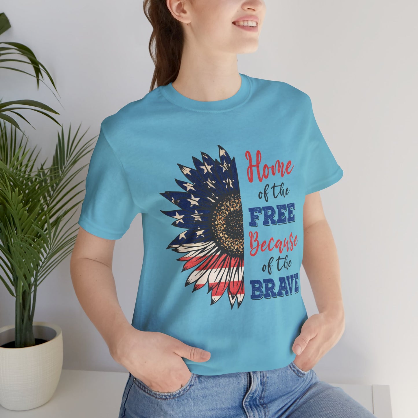 Home of the Free because of the Brave Jersey Short Sleeve Tee