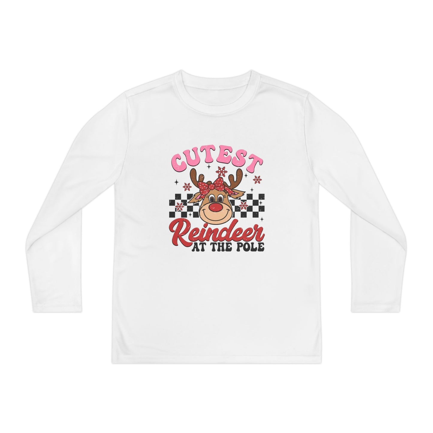 Cutest Reindeer at the Pole Youth Long Sleeve Competitor Tee