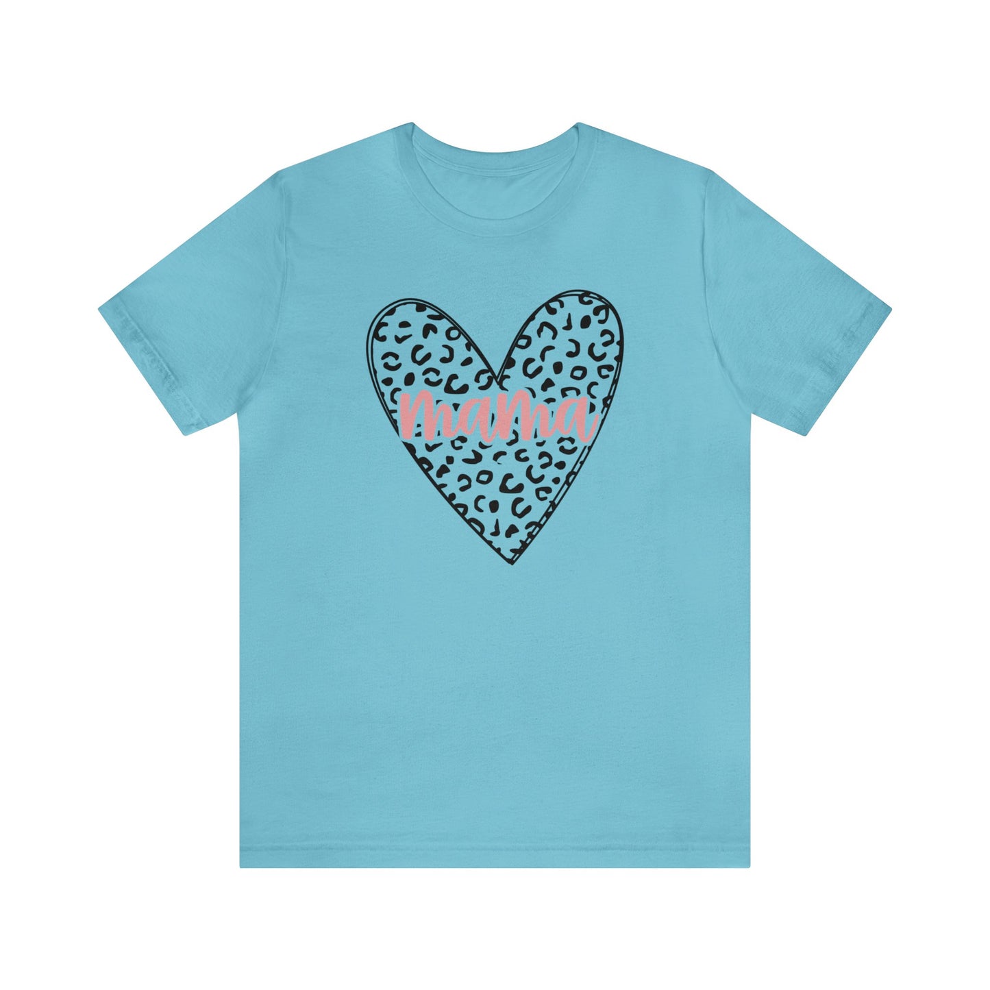 Mama Leopard print heart short sleeve tshirt