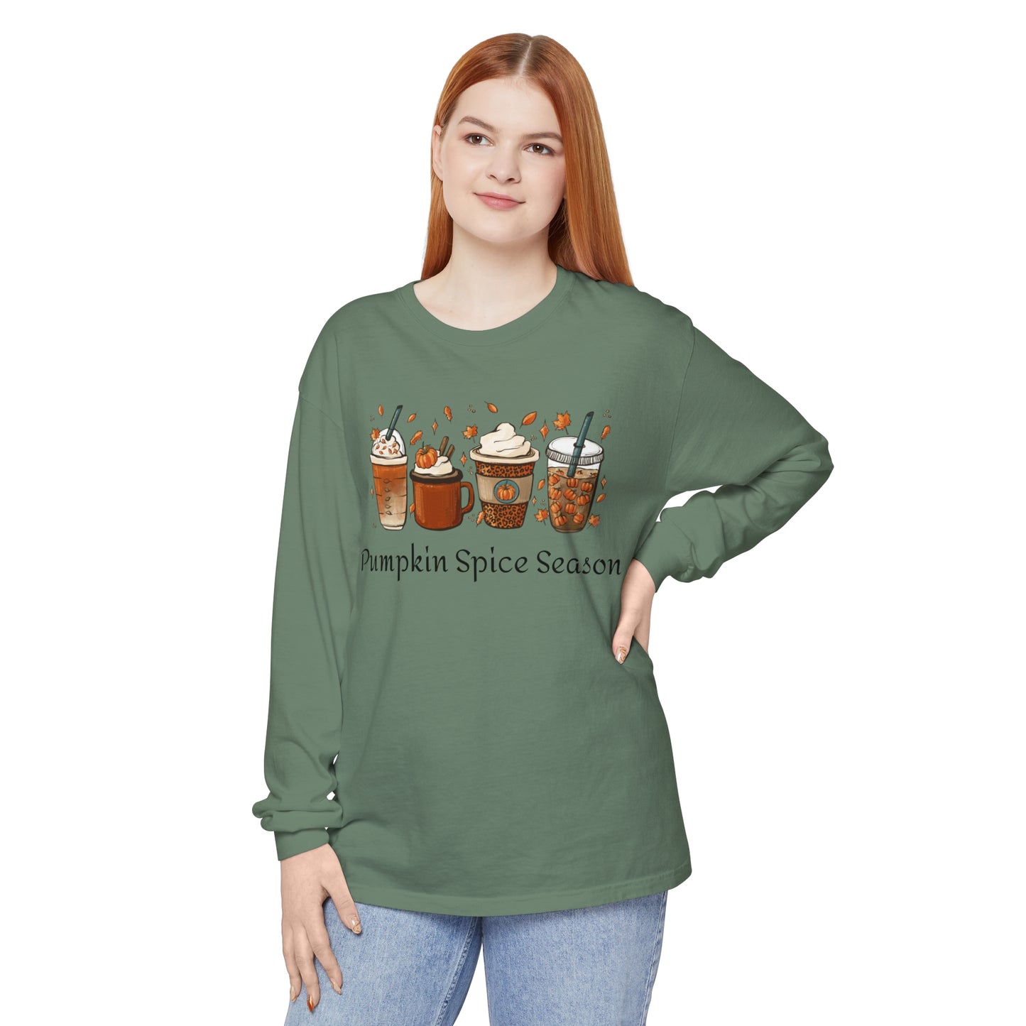 Pumpkin Spice Season Garment-dyed Long Sleeve T-Shirt