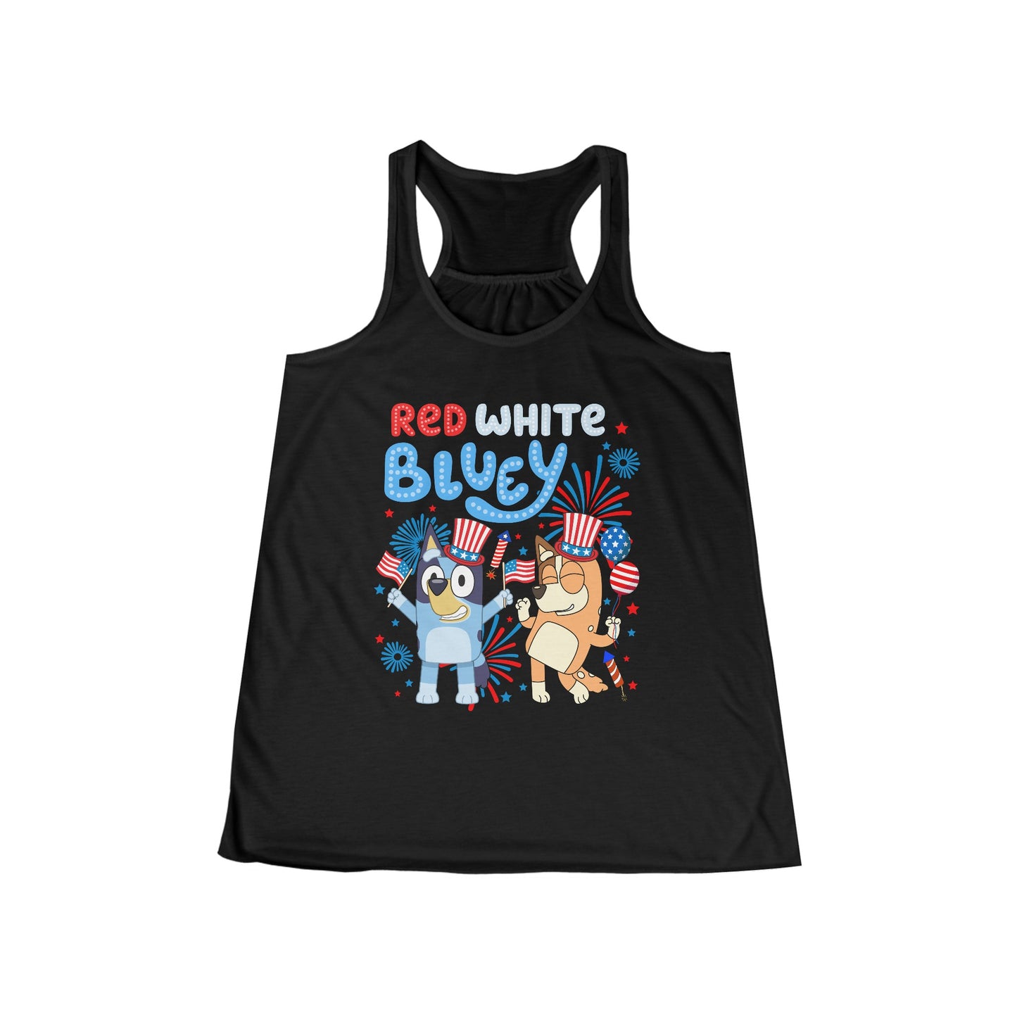 Red, White &  Bluey Women's Flowy Racerback Tank