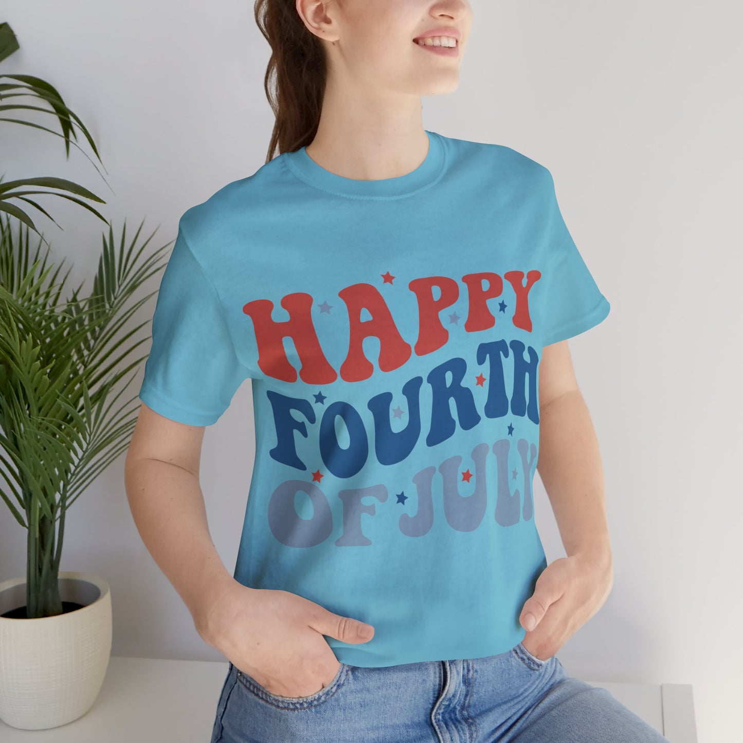 HAPPY FOURTH OF JULY Jersey Short Sleeve Tee