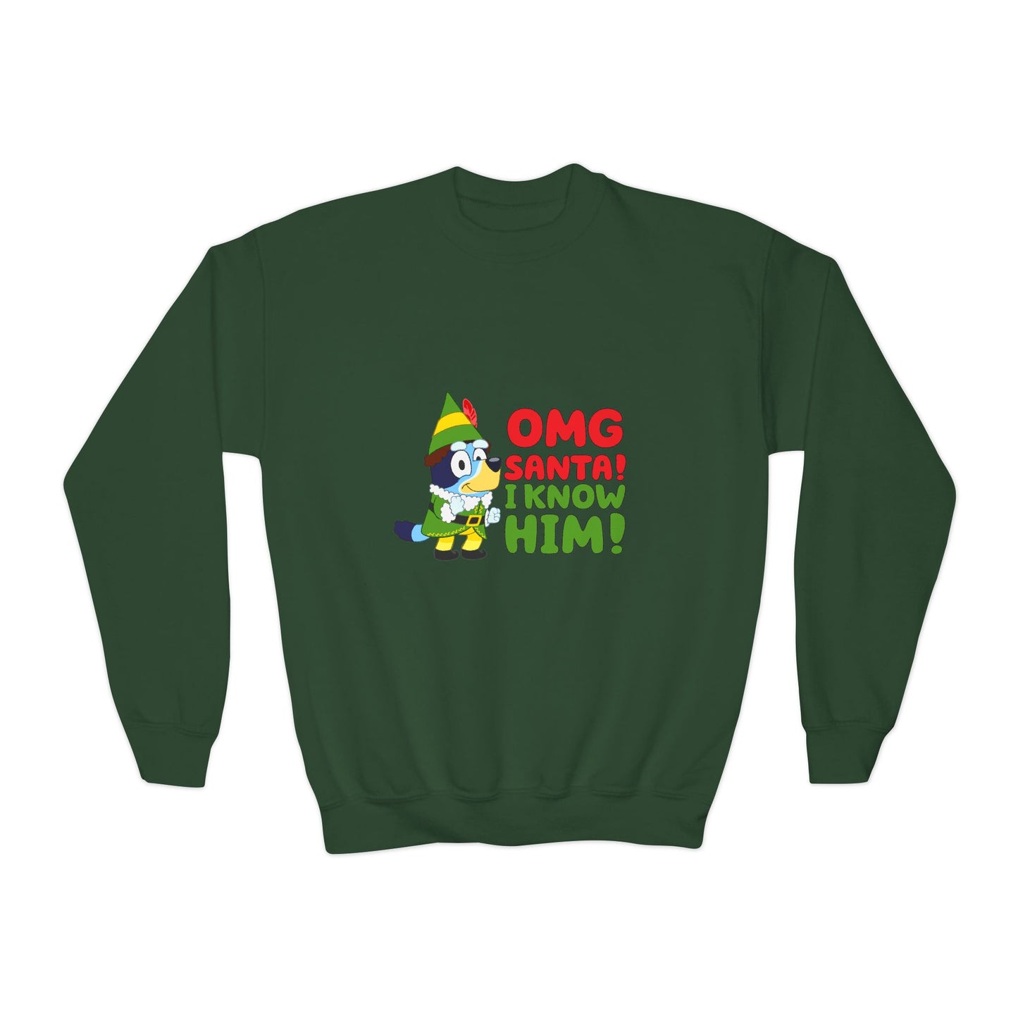 OMG Santa I know him Youth Crewneck Sweatshirt