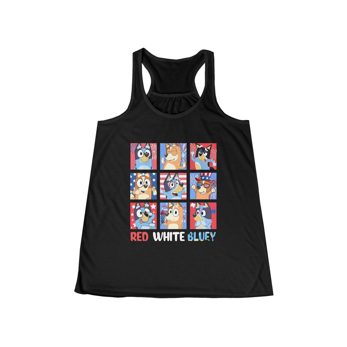 Red, White & Bluey Women's Flowy Racerback Tank