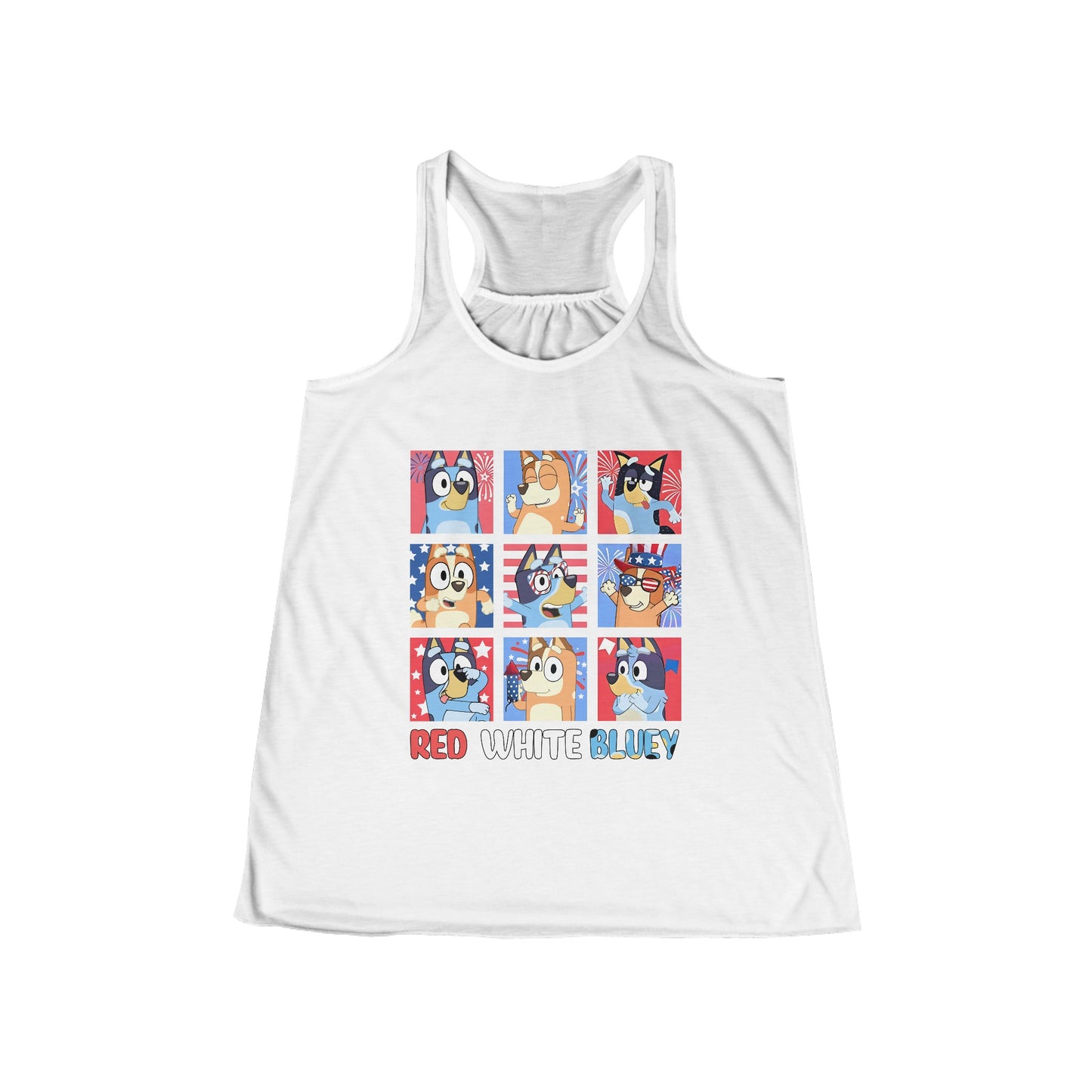 Red, White & Bluey Women's Flowy Racerback Tank