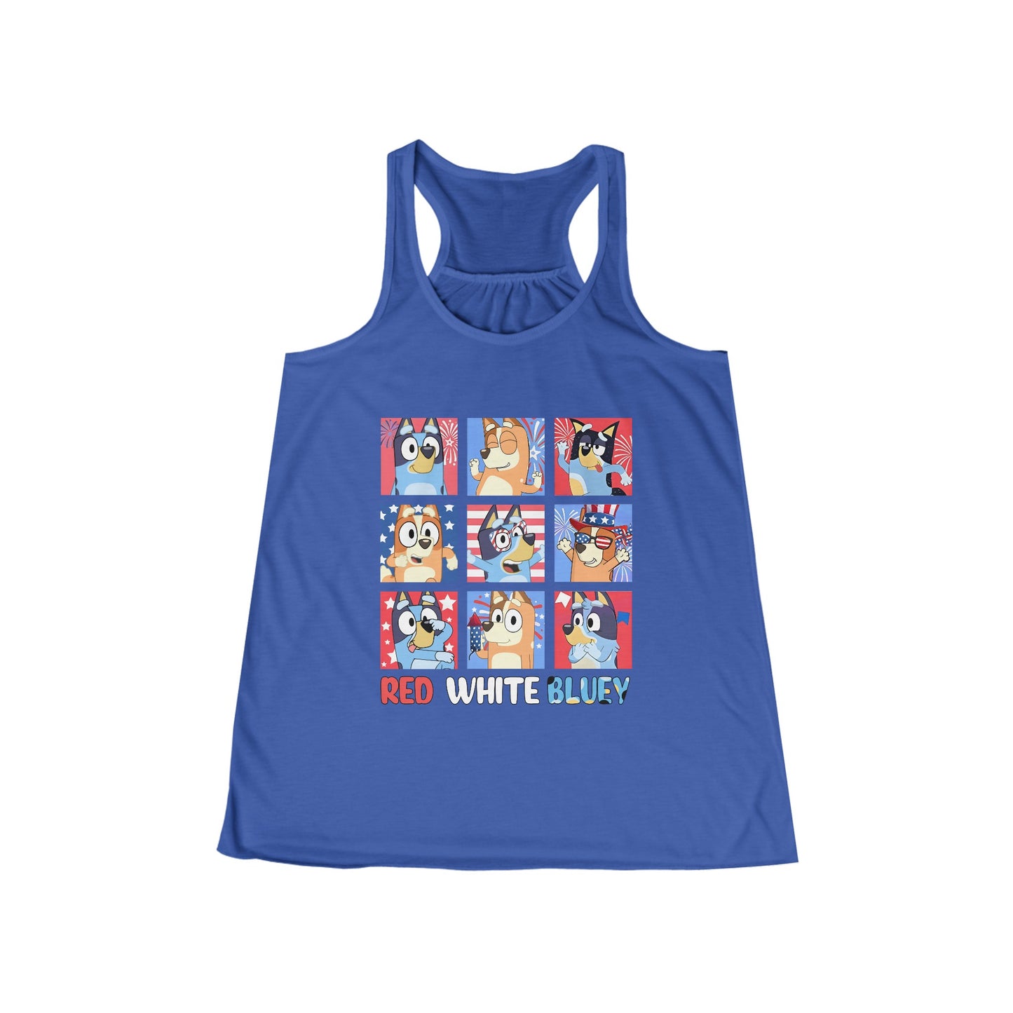 Red, White & Bluey Women's Flowy Racerback Tank