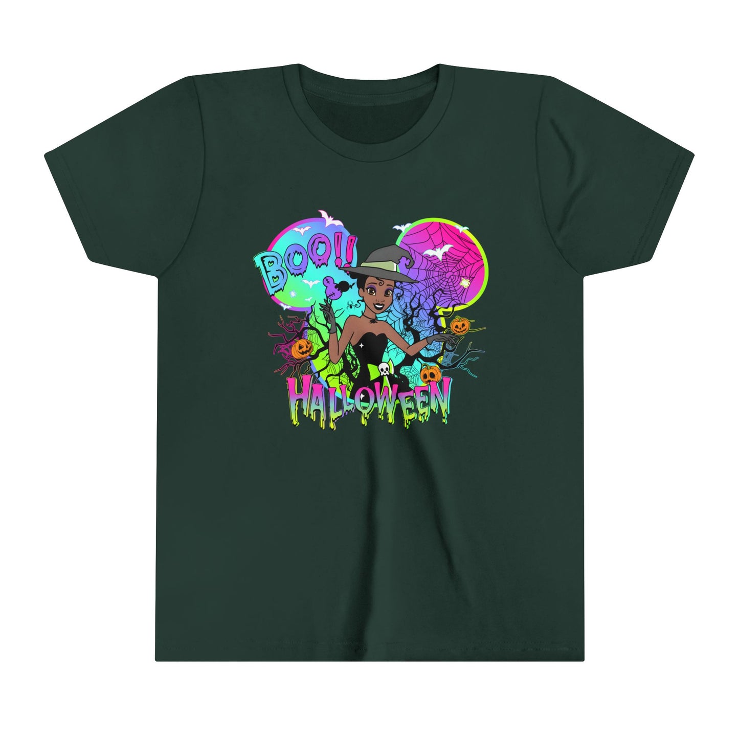 Tiana Boo! Halloween Youth Short Sleeve Tee