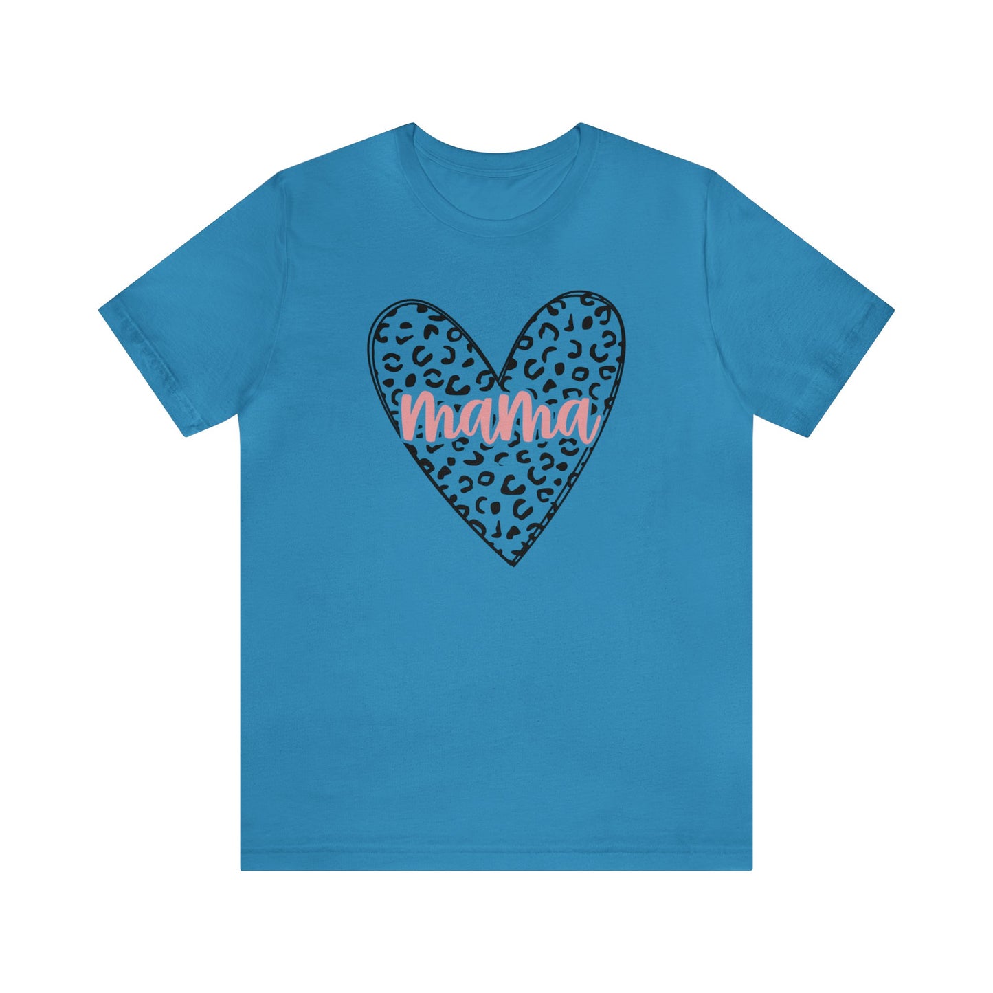 Mama Leopard print heart short sleeve tshirt