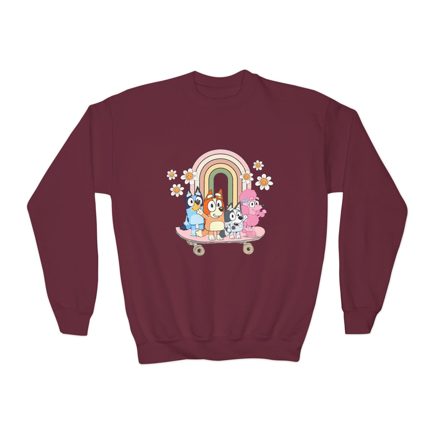 Friends on skateboard Youth Crewneck Sweatshirt