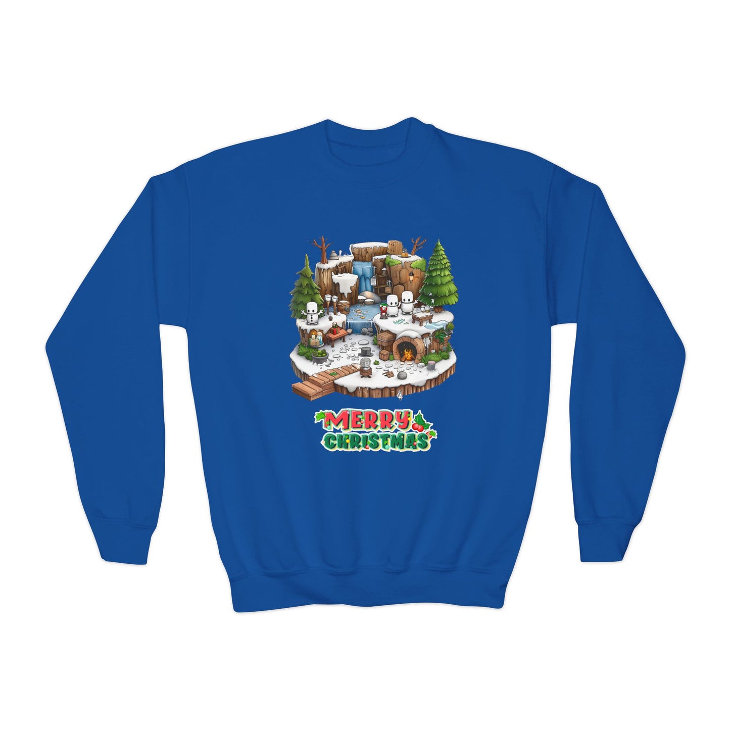 Merry Christmas Mine-craft Youth Crewneck Sweatshirt