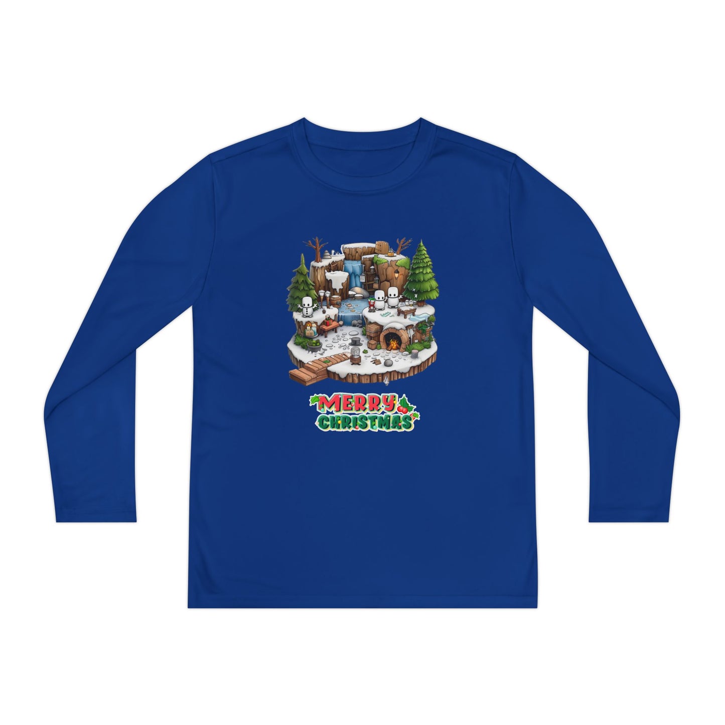 Merry Christmas Mine-craft Youth Long Sleeve Competitor Tee