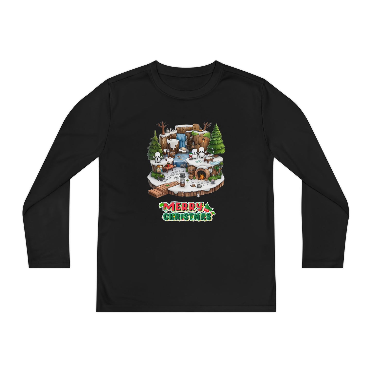 Merry Christmas Mine-craft Youth Long Sleeve Competitor Tee