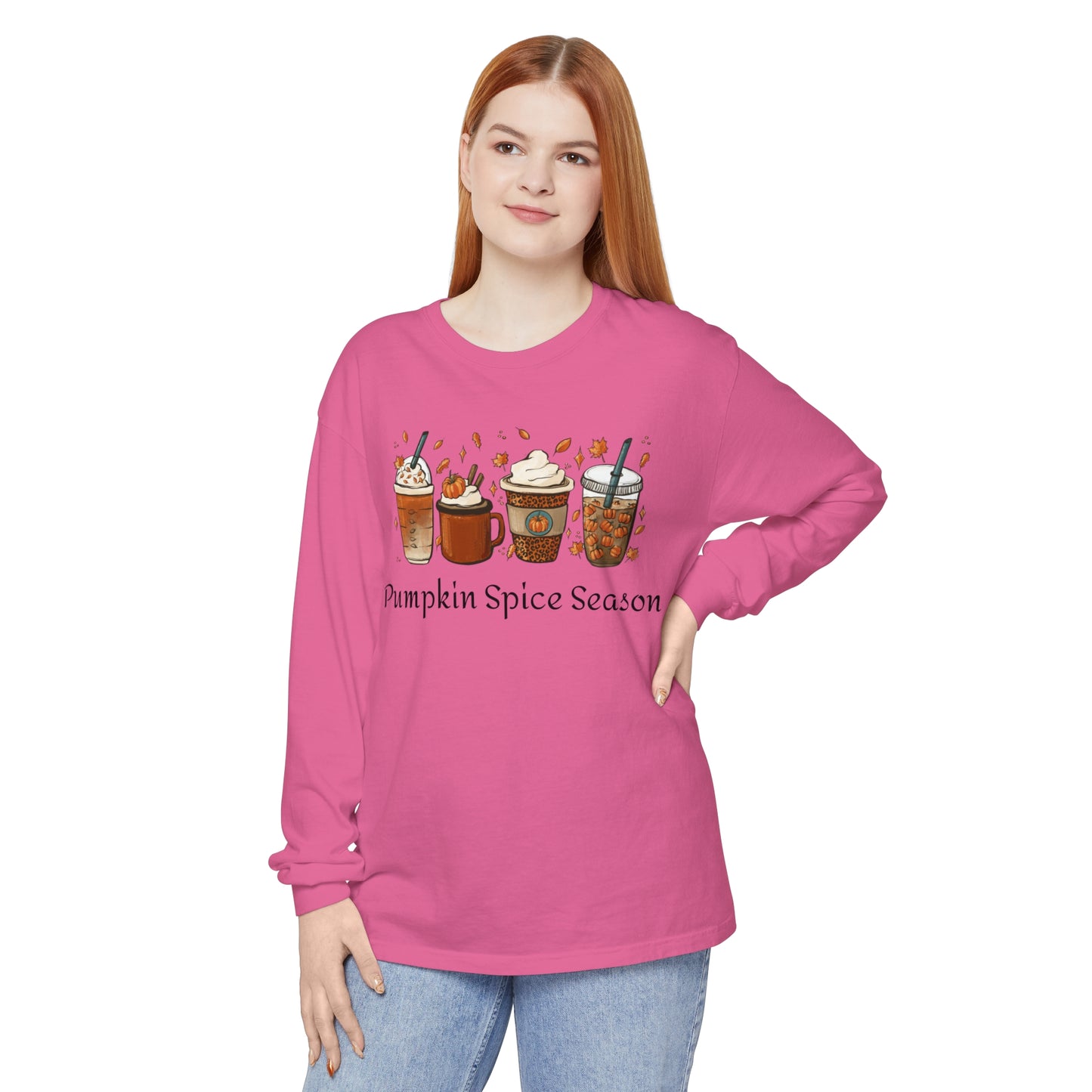 Pumpkin Spice Season Garment-dyed Long Sleeve T-Shirt