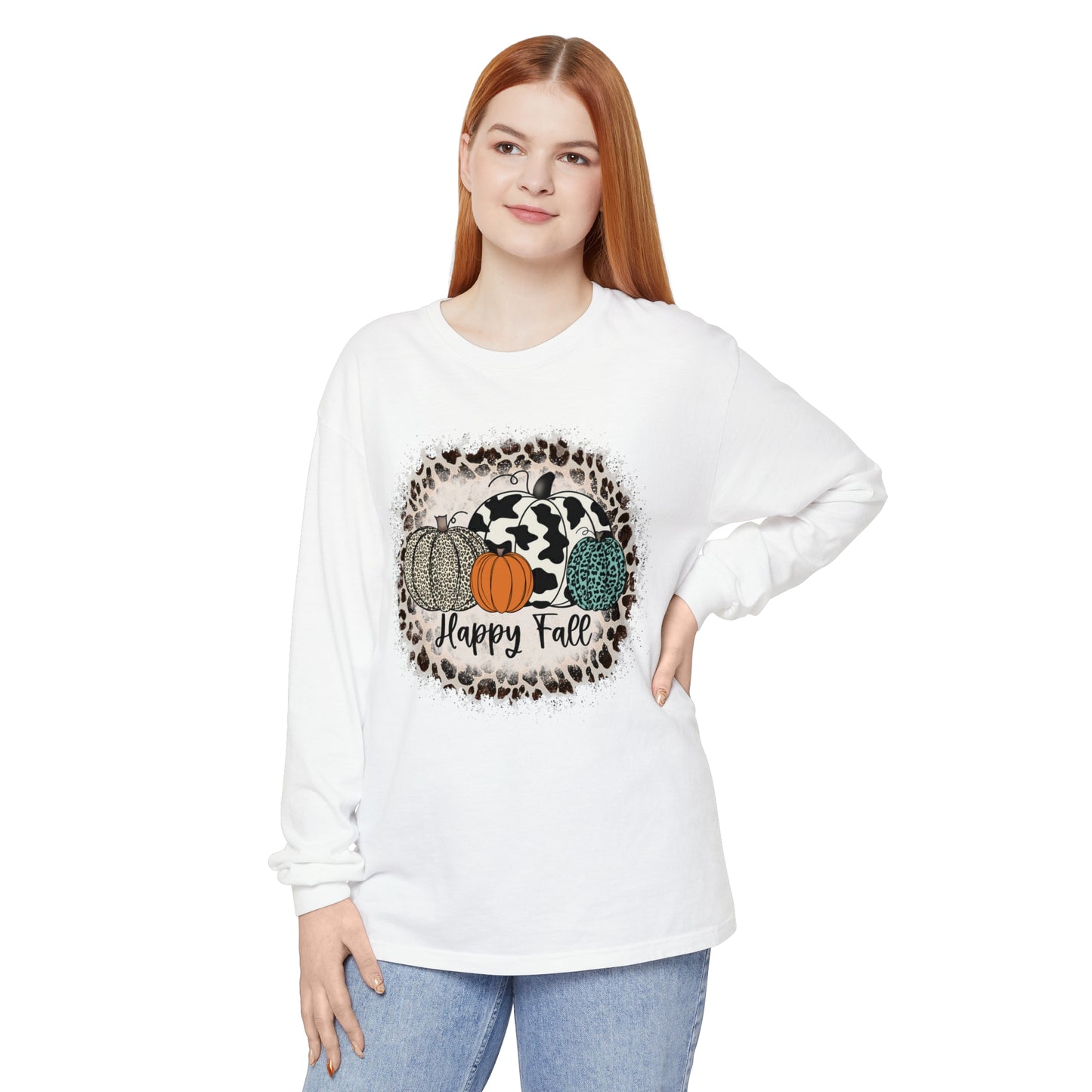 Happy Fall Garment-dyed Long Sleeve T-Shirt