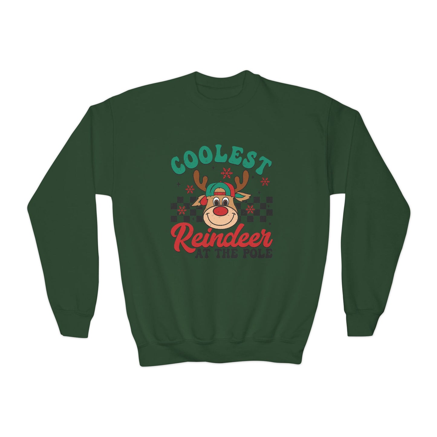 Coolest Reindeer at the Pole Youth Crewneck Sweatshirt