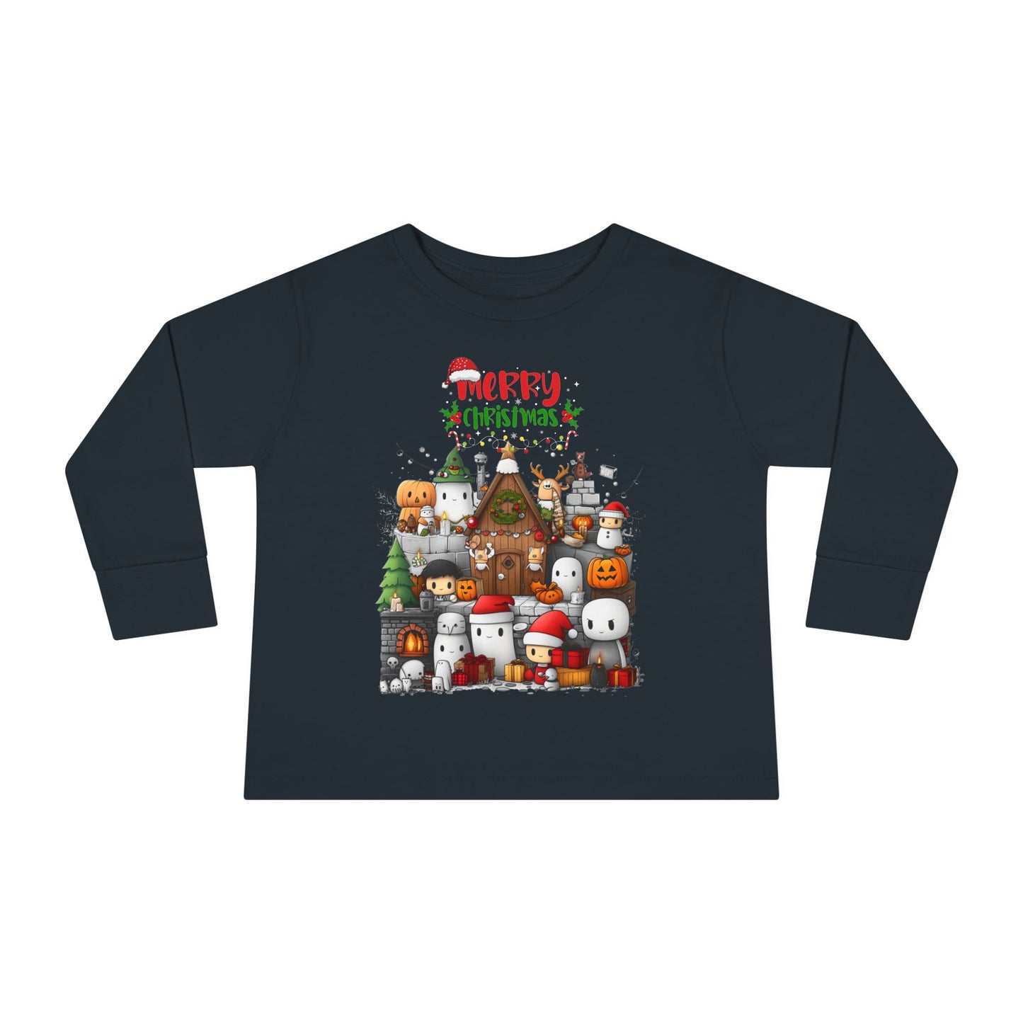 Merry Mine-craft Christmas Toddler Long Sleeve Tee