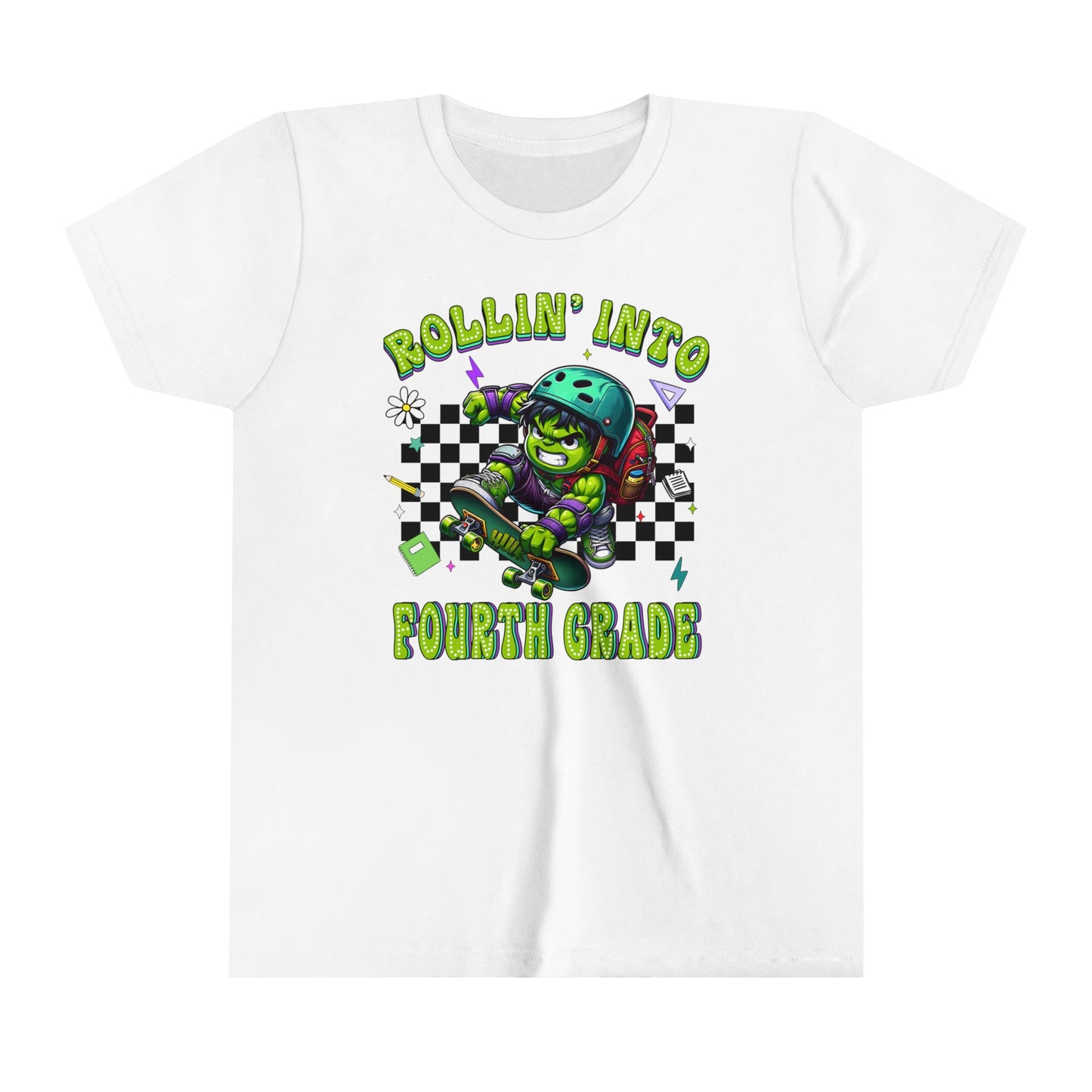 HULK - Rollin' Into 4th Grade Youth Short Sleeve Tee
