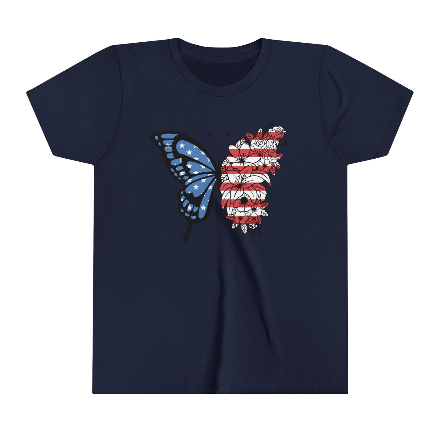 Butterfly American Flag Youth Short Sleeve Tee